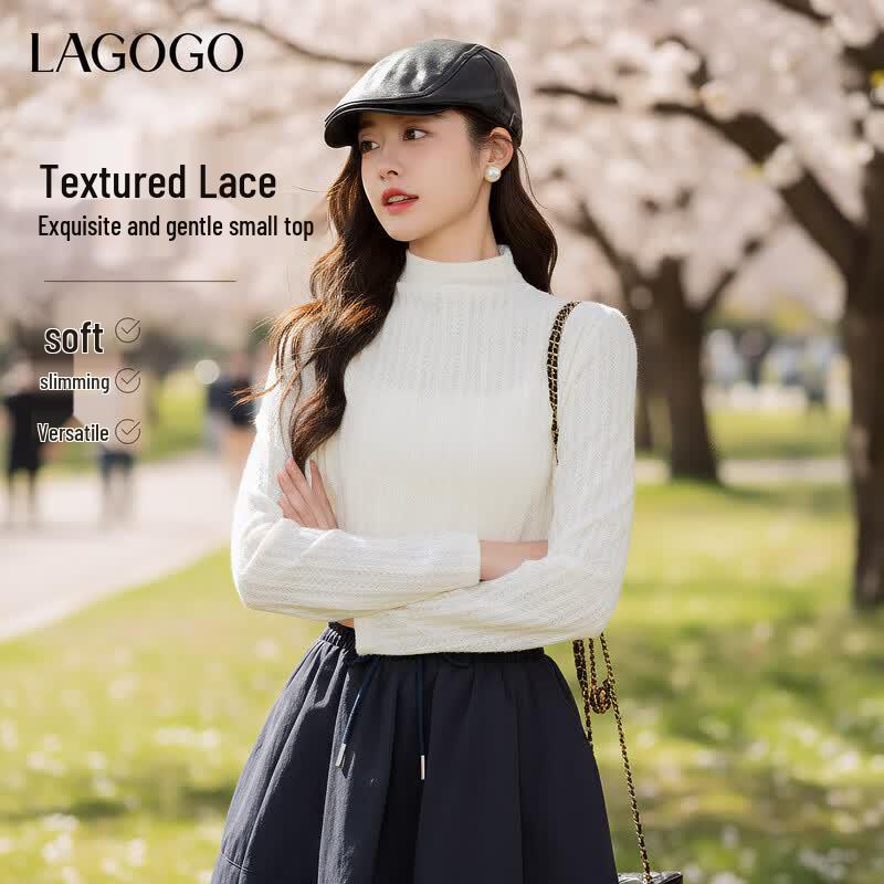 LAGOGO Women s Semi-High Collar Base Layer Top S