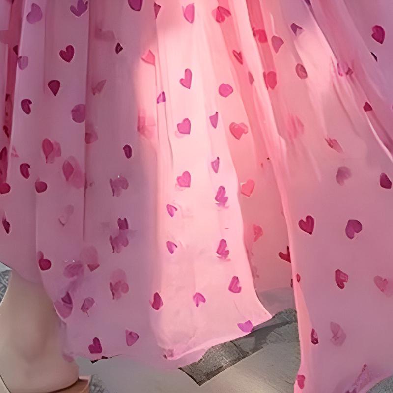 High-Waist Midi Skirt for Women - Summer Floral Heart Print Soft Aesthetic Long Skirt