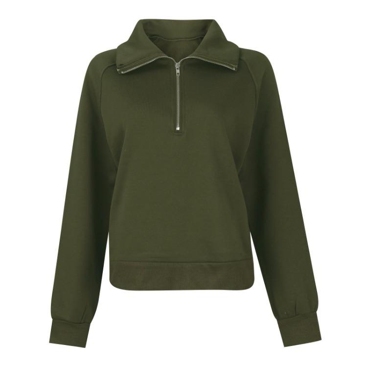 Autumn Winter Womens Oversized Sweatshirt Half Zip Hoodie Quarter Zip Long Sleeve