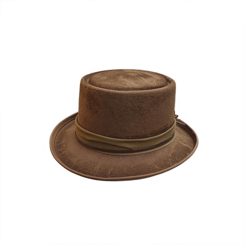 Cowboy Wind Sheep Felt Hat, Solid Color With Decorative Felt Hat