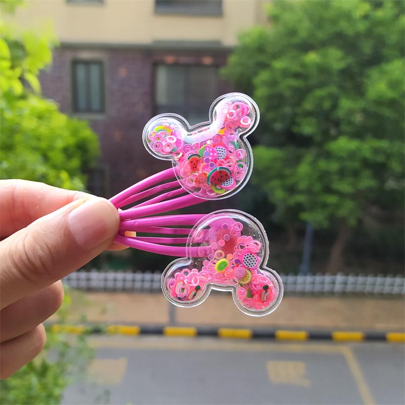 2PCS Mouse Head Transparent Sequins BB Clips Kids Hairpins Baby Hair Clips Headdress Children Headwear Girls Hair Accessories
