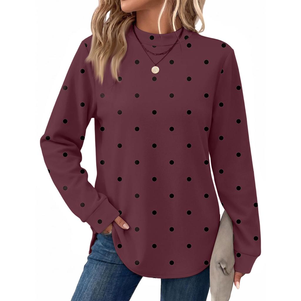 Damen Vintage Polka Dot Oberteil, Lässige Vielseitige Bluse für den Alltag