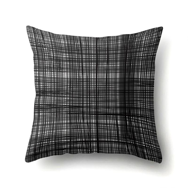 Polyester Pillowcase Black and White Printed Pillowcase Waist Cushion Cover Geometric Cushion Head Cushion Cover