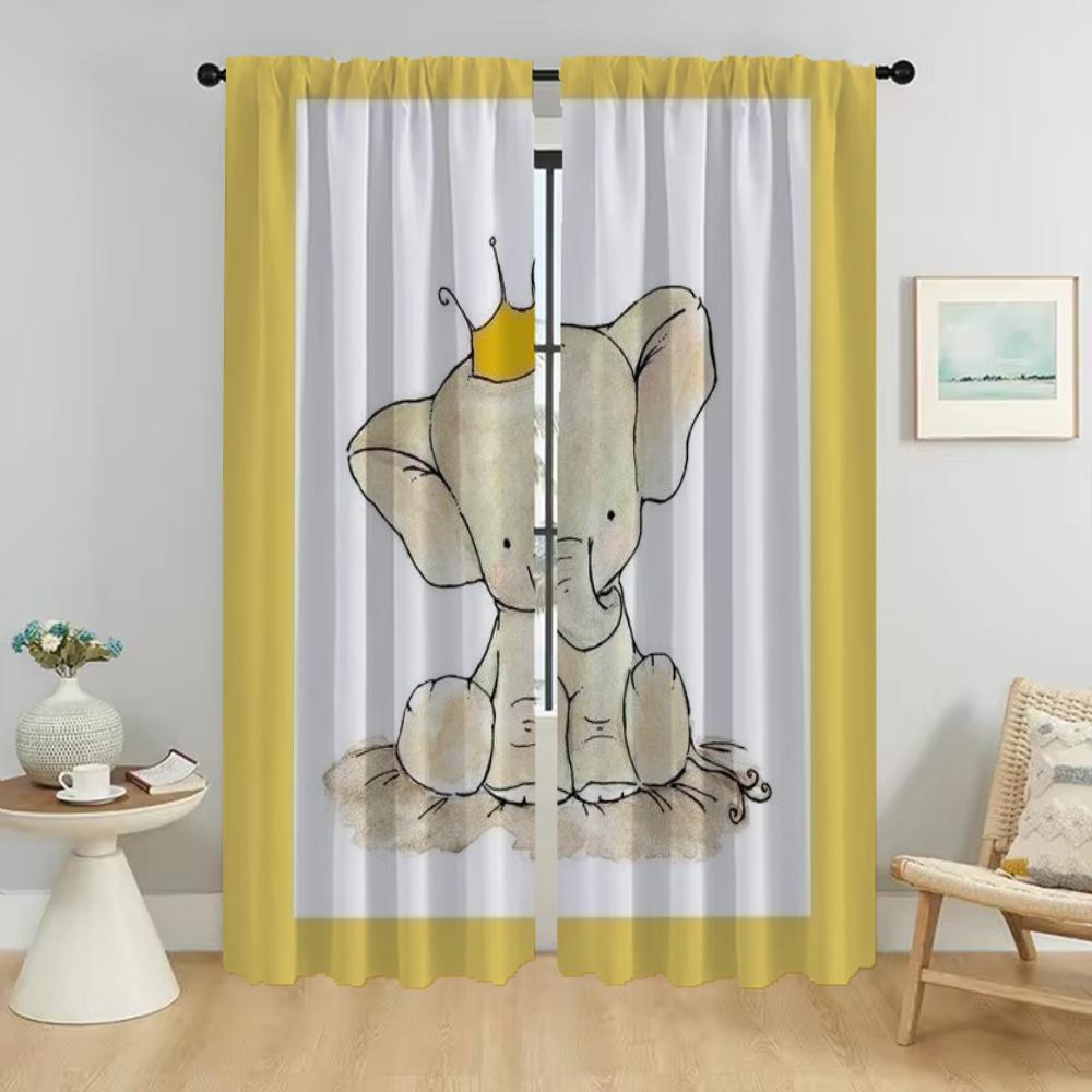 

Современные шторы для гостиной, 2 шт., картонные шторы для окон со слонами, шторы для спальни, украшения на Хэллоуин, кухни W50xH70cmx2pcs-CL