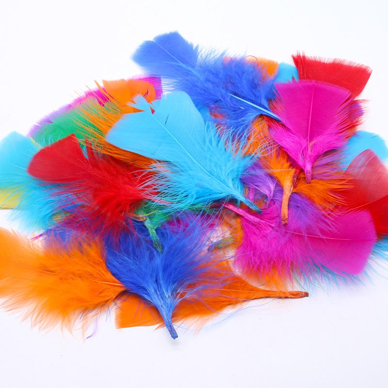 50Pcs Big Head Boy Flat Turkey Feather Color Diy Feather Jewelry Handicraft Accessories Clothing Accessories