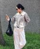 BLOND9 Shawl Collar Coloration Knit Zip-Up_Gray