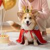 Breathable Dog King Cloak With Crown Pet Costume Cute Pet Cosplay Cloak  For Pet Birthday Party
