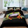 Frog Duvet Cover Set Cute Kawaii Cartoon Frog Pattern King Queen Size Polyester Comforter Cover With Pillowcase For Kids Girls