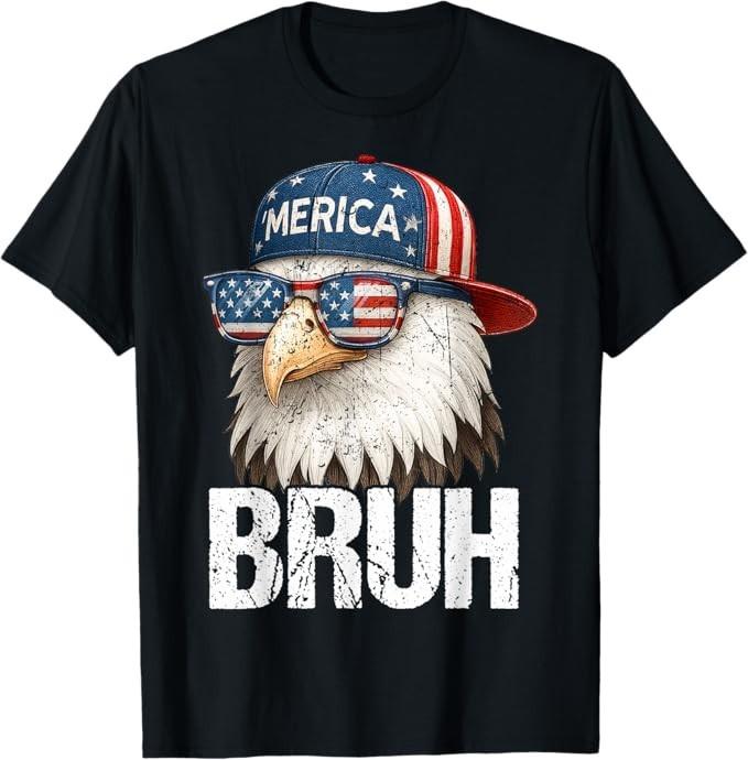 Bruh Fourth 4th of July Eagle American Patriotic T-Shirt S разноцветный