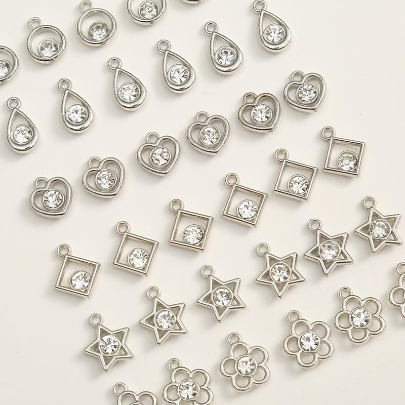 

Diamond Studded Star Heart Pendant DIY Handmade Bead Bracelet Necklace Pendant Accessories 10pcs серебряный