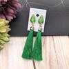 Retro flower gemstone with diamond fringed stud earrings long celebrity temperament earrings women's versatile earrings