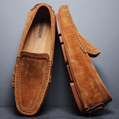 Handmade Men's Loafers Slip On Casual Shoes Summer New Breathable Sneakers Shallow Dress Shoes Plus Size Suede Leather Men Shoes