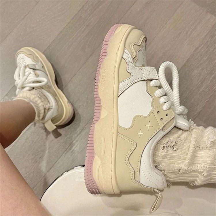 Cute Rabbit Little White Shoes Women's 2025 New Autumn Ins Tide Student Thick-soled Hundred U with Niche Design Board Shoes