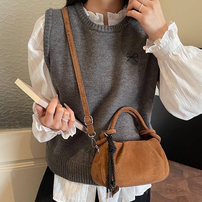 Small Retro Suede Leather Shoulder Bags Womens 2025 Luxury Designer Brand Trend Crossbody Bag Females Short Handle Handbags