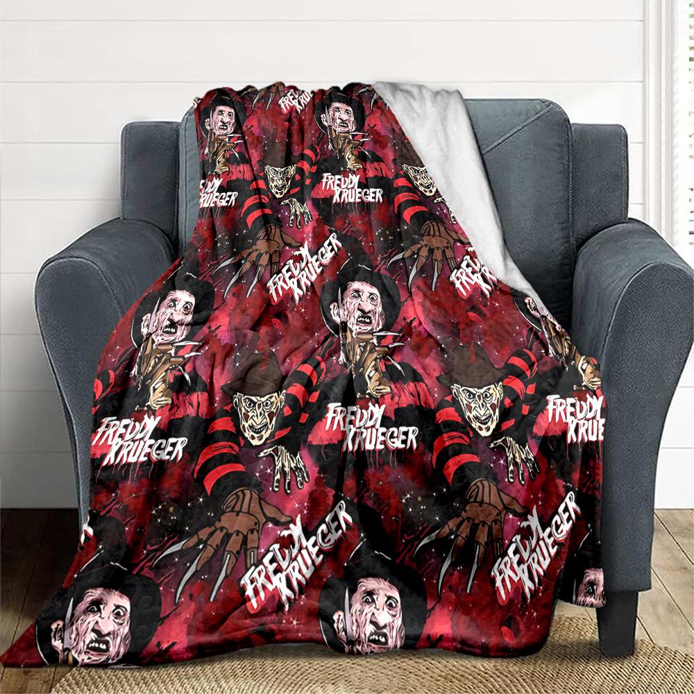 1pc A Nightmare on Elm Street Flannel Throw Blanket - HD Printed Lightweight Soft Warm All-Season Blanket for Sofa, Bed, Travel, Camping 080