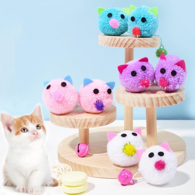 Cat Toy Plush Mouse Cat Toys Interactive Self-hi Teaser Cats Toy with Bell Wool Ball Mouse Toys for Cats Scratching Pet Supplies