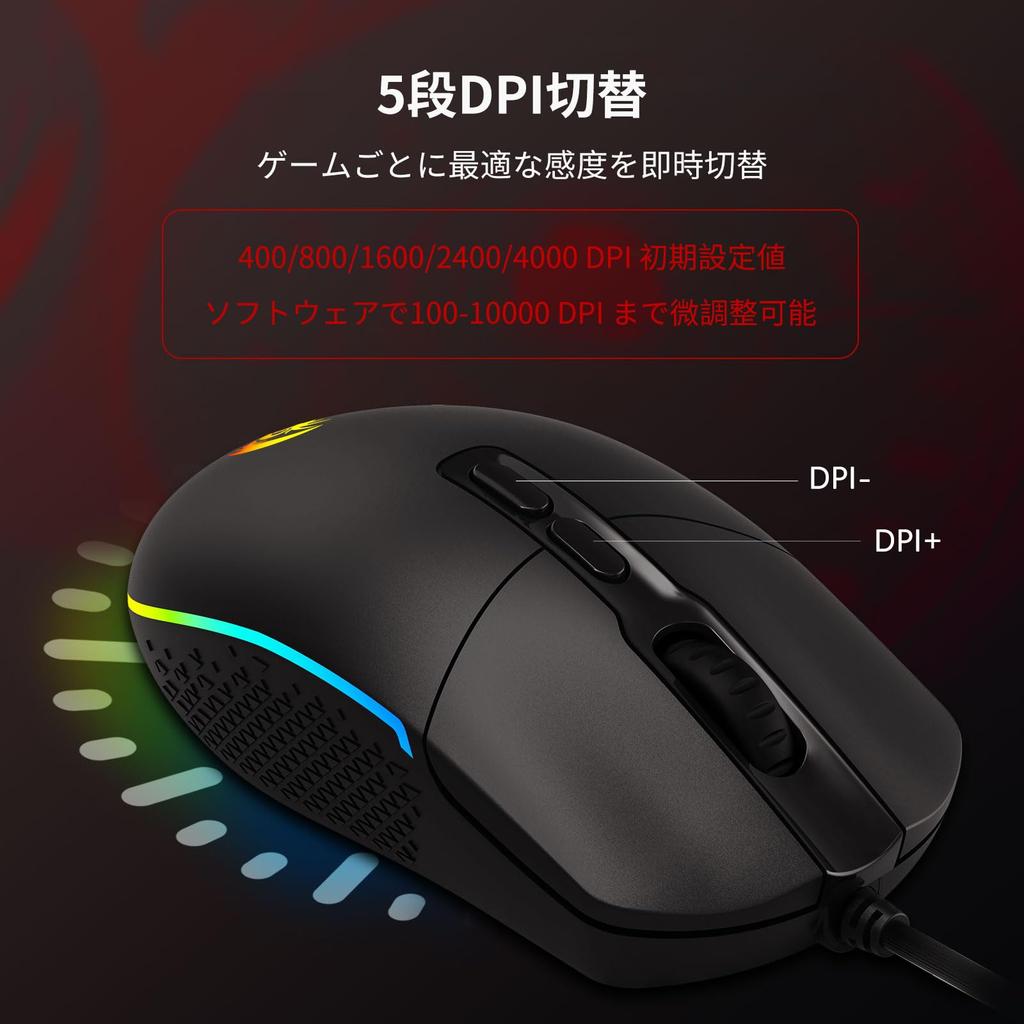 Redragon M719 Antonium Wired RGB Gaming DPI 8 Programmable RGB Lightweight Macro USB Fast Compatible with Windows and Black Mouse, 10,000 Adjustable,