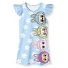 Summer new LABUBU cartoon cute children's nightdress short-sleeved ruffle edge thin digital print