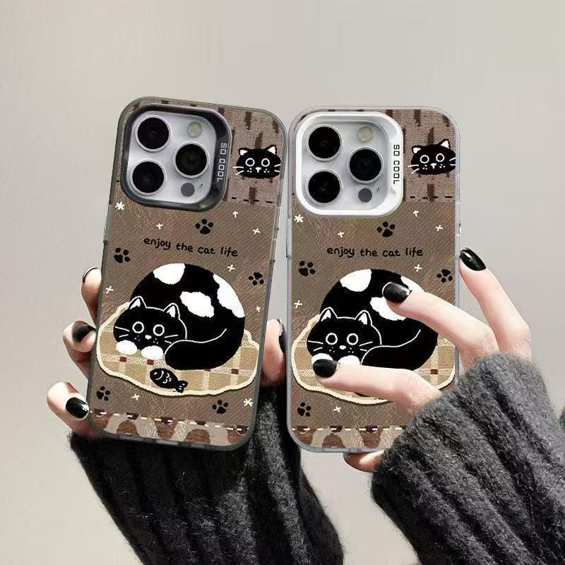 Cartoon Cat Milk Apple iPhone Case for 17/16/15/14/13/12/11 Pro Max