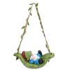 Garden Gnome On Leaf Hammock Statue Cute Resin Swinging Outdoor Yard Decor Fairy Garden Ornament