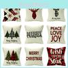 Gemütlicher mehrfarbiger Weihnachtskissenbezug aus weichem, umweltfreundlichem Leinenmaterial