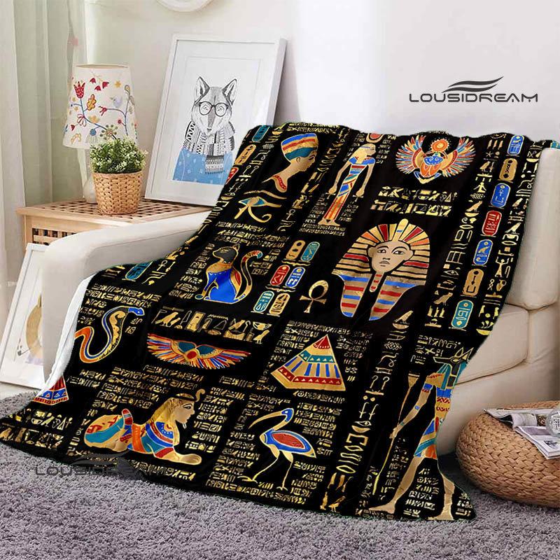 Egyptian Pictograph and Symbol Printing Blanket Children Warm Blankets Home Travel Soft and Comfortable Blanket Birthday Gift