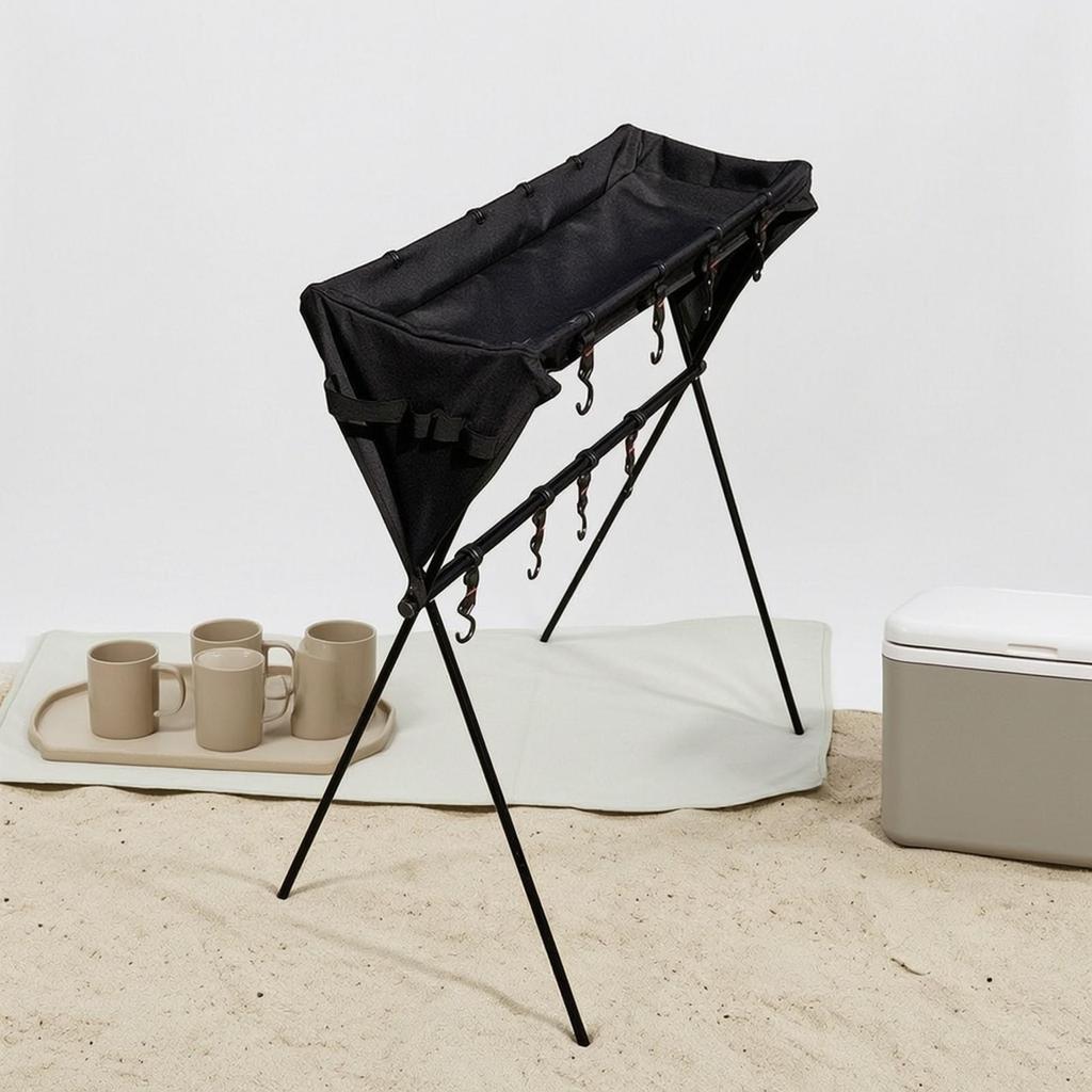 Camping Storage Rack with Basket Lightweight Furniture Long-Lasting for Backyard