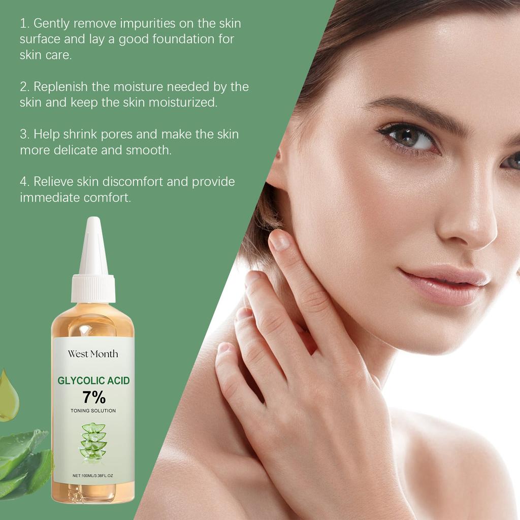 Glycolic Acid 7% Toning Solution Lighten Wrinkles Acne Shrink Pores Lifting Glowing Firming Nourish Repair Facial Toner Essence