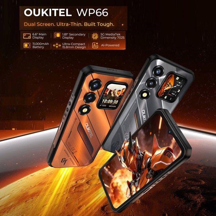 OUKITEL WP66 5G Rugged Smartphone 36+512GB 6.58'' Screen 11000mAh Unbreakable Mobile Phone Android 16 108MP Dual SIM/NFC Black