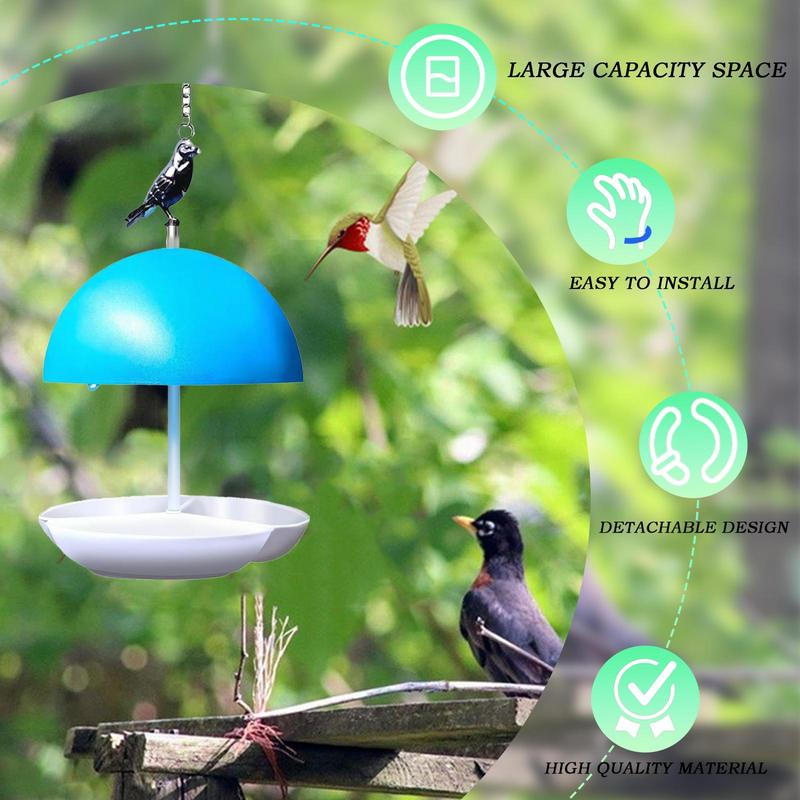 Dome Bird Feeder With Roof Weatherproof Dome Hummingbird Water Dispenser Hangable Outdoor Bird Bath Feeders Bowl For Garden Yard
