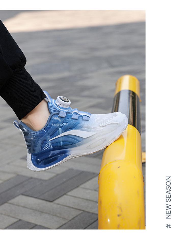 Boys' 2025 Spring Mesh Running Shoes with Rotating Buckle - Breathable, Sporty Design for Medium and Large Children