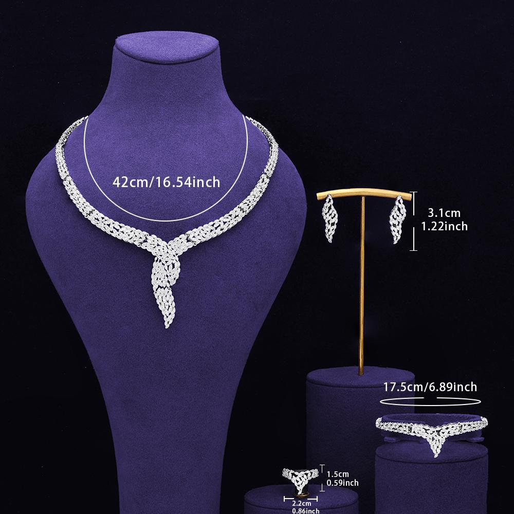 Sada svatebních šperků pozlacená bílým zlatem Svatební party Náhrdelník Šperky Sady Módní Dámské Doplňky