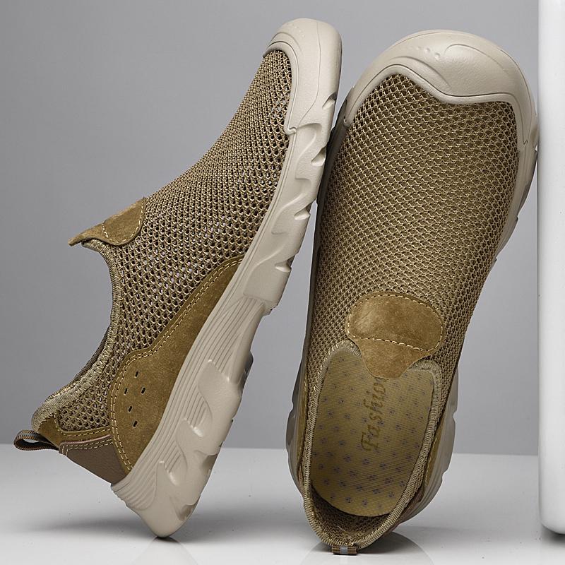 Best Seller Men's Summer Mesh Flats Quick-Dry Comfortable Beach Shoes Non-Slip Sole Wading Aqua Shoes New All-match Male Sandals