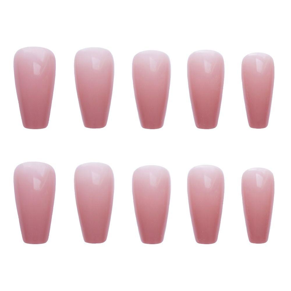 24Pcs Wearable Solid Color Fake Nails Detachable Press-on Nails Short Trapezoid False Nails Women