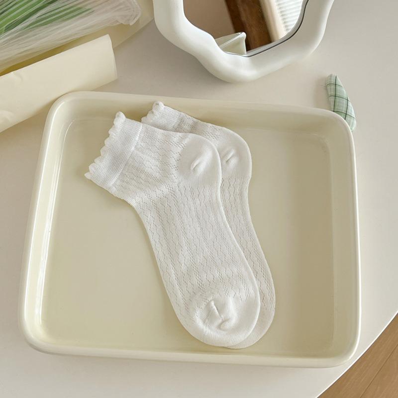 5 Pairs of Women's Summer Thin Breathable Ballet Style Boneless Hollow Lace Socks