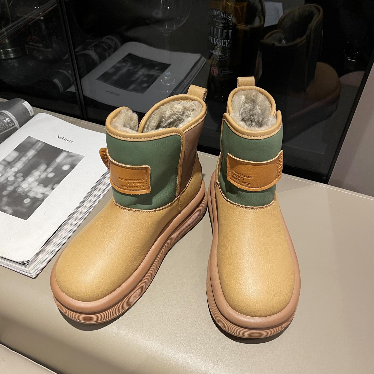 

Зимние женские зимние сапоги с плюшевой стелькой, ручная работа, натуральная кожа, ботильоны челси, водонепроницаемые теплые меховые сапоги, мягкие толстые зимние сапоги 35