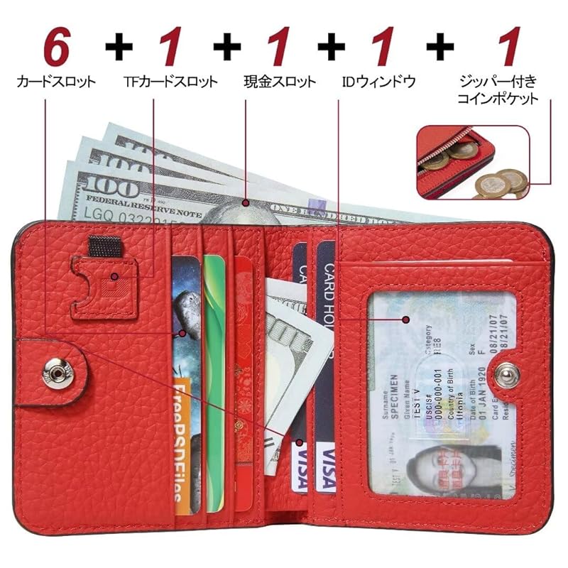 [GADIEMKENSD] Ladies Bifold Card Case Men's Compact and Light Folding Wallet Thin Mini Wallet Cute Billfold Coin Leather Purse RFID Blocking Trip