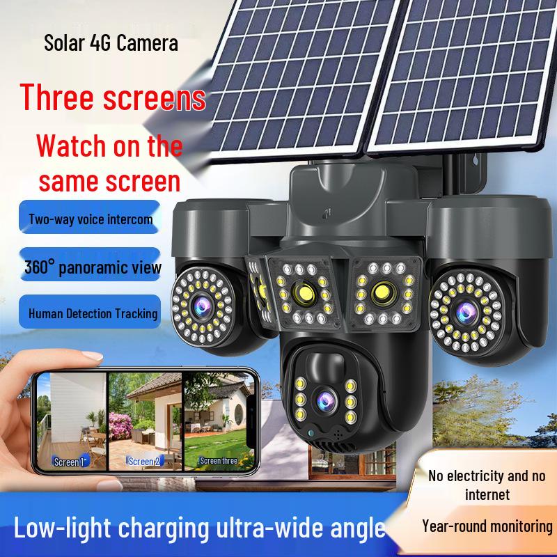 360-Degree Solar Camera Monitor with HD Night Vision and No-Network Operation