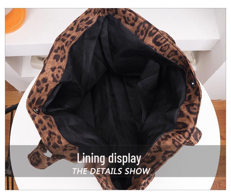 Leopard Print Large Capacity Tote Bag - Versatile Autumn/Winter Shoulder & Commuter Handbag