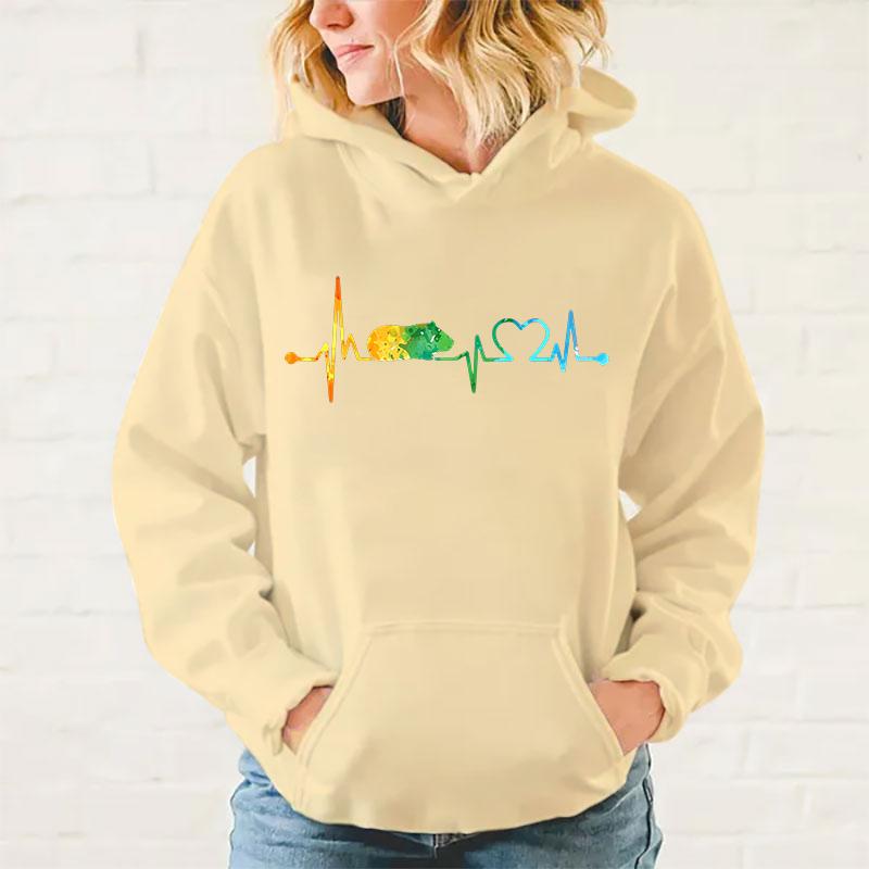 Nové mikiny s potiskem vzoru srdečního tepu morčete pro ženy módní ležérní sportovní dámské pulovry topy