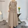 ZANZEA Women Long Sleeve Print Blouse and Long Skirts Muslim Two Piece Suit Sets