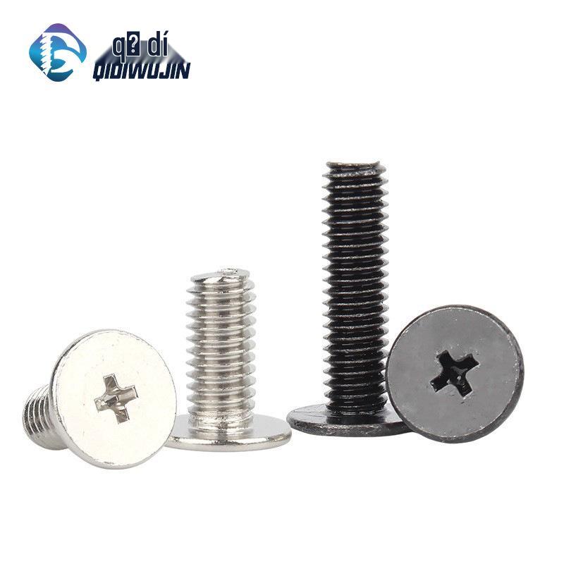 Black Iron Nickel Flat-Head Phillips Screw - Thin, Large M1-M6 Sizes