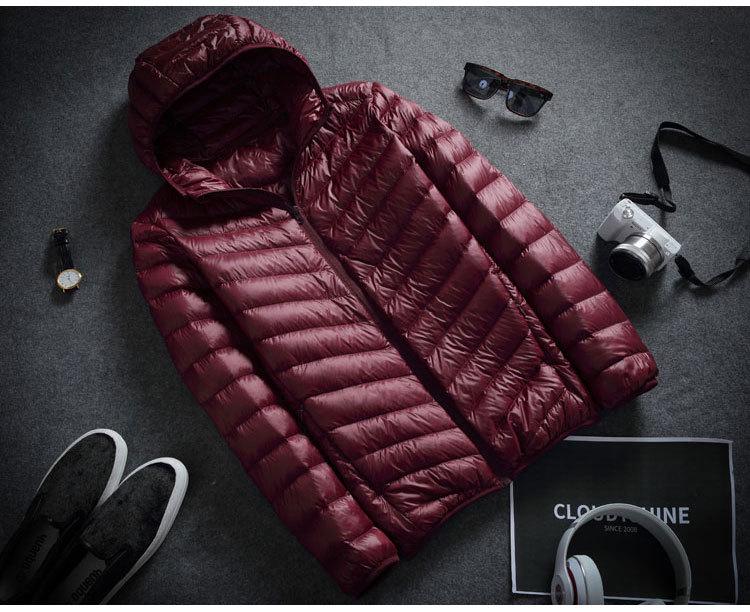 Men's Lightweight Hooded Down Jacket, Ultra-Thin & Plus Size for Autumn/Winter