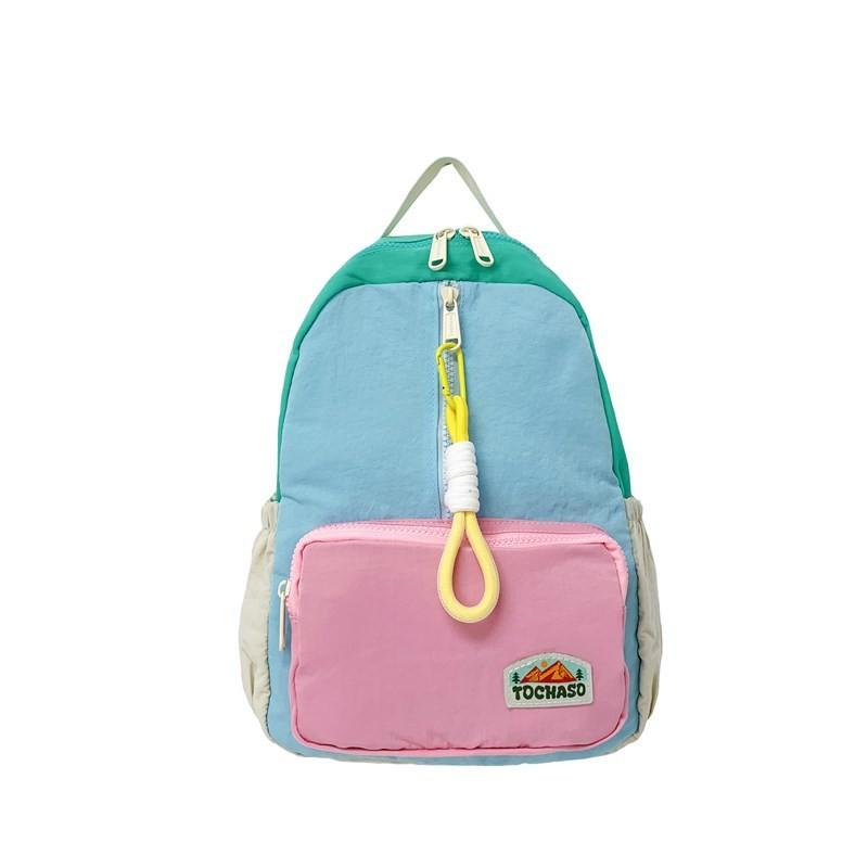 Kids Fashionable Backpack Color Block Design Large Capacity Bag Kindergarten