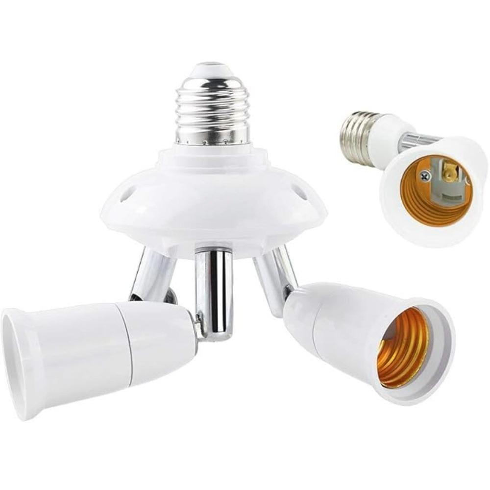 1pcs White Holder Socket Splitter Lamp Base E27 Splitter 3 Heads Adjustable E27 To E27 Base LED Bulb Adapter Converter Lamp