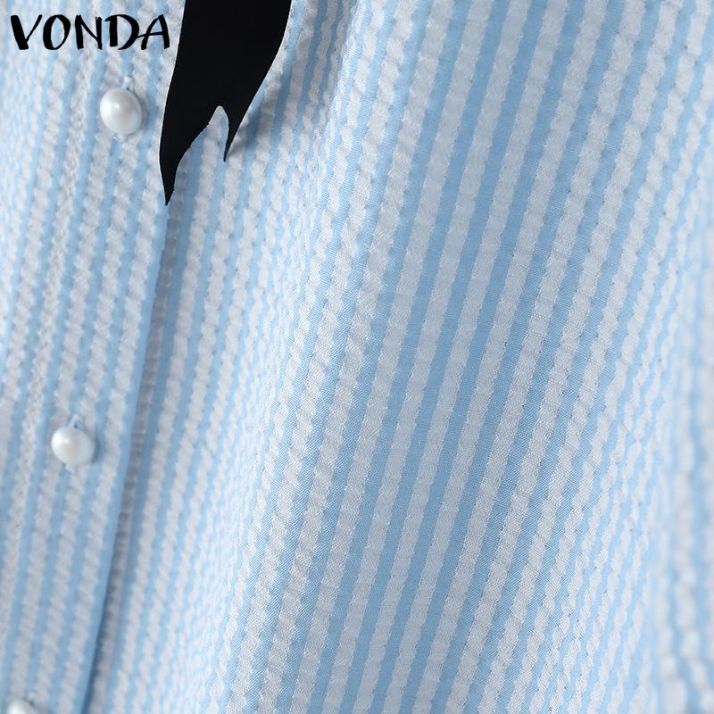 VONDA Two Picecs Dame Marineblå Krage Blondekant Stripete Tekstur T-skjorter og Shorts Sett