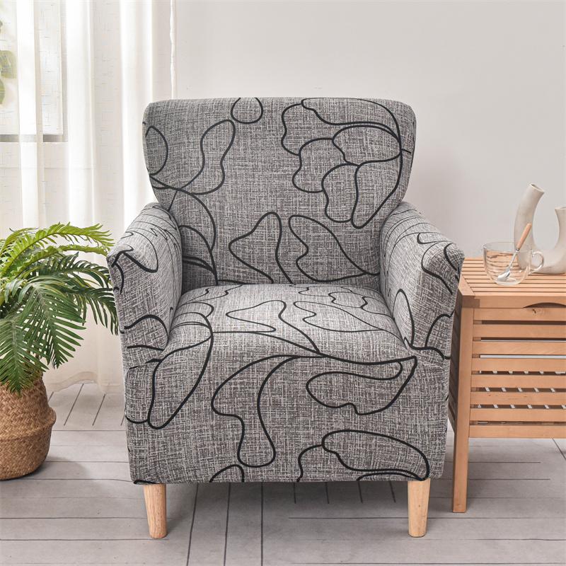 1Pc Tub Club Chair Cover Floral Printed Spandex Armchair Slipcovers For Living Room Elastic Single Sofa Covers Bar Counter El