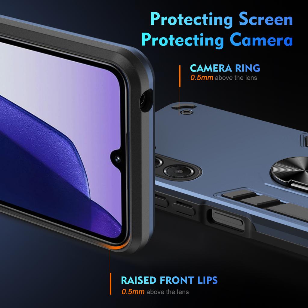 For Samsung Galaxy A17 5G/A17 4G Case PC + TPU Drop Defend Phone Cover with Ring Kickstand