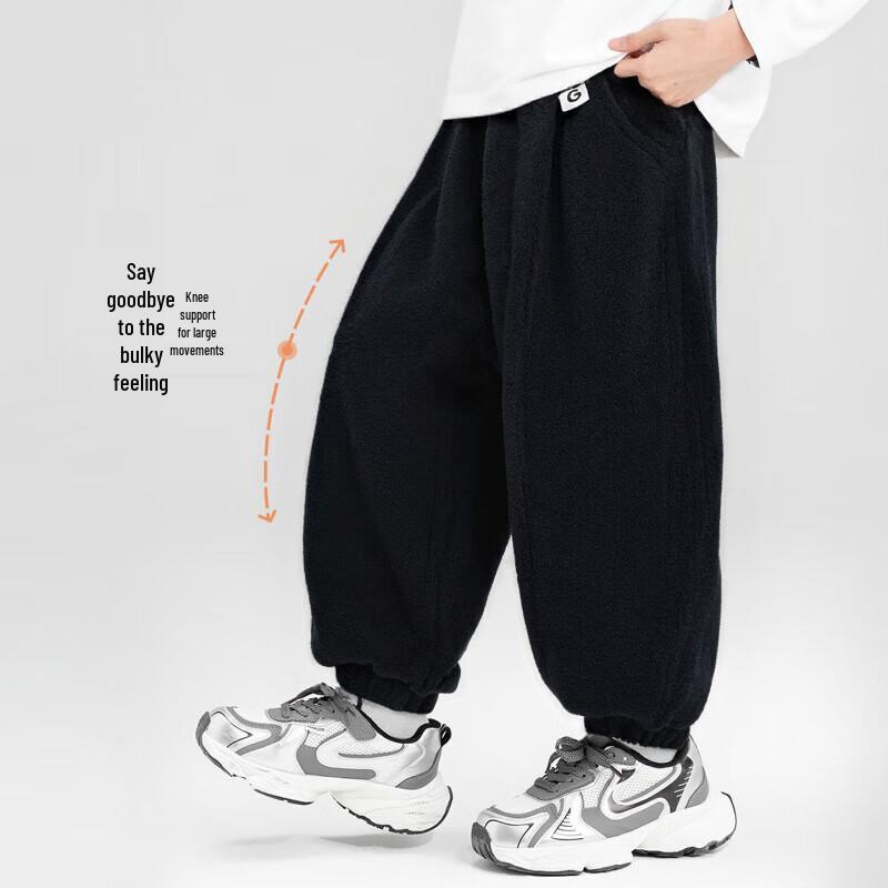 Yoyotale Boys  2025 Winter Fleece-Lined Casual Sports Pants 170