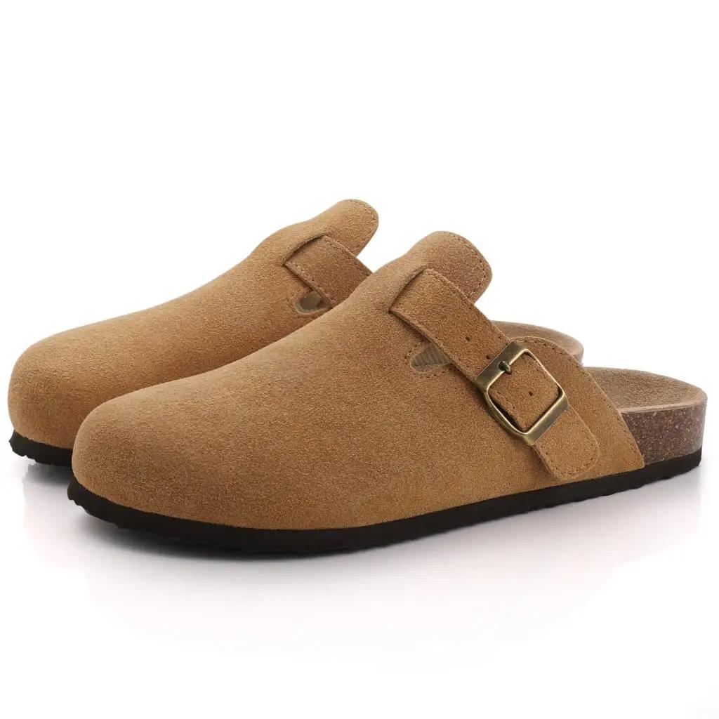 Fashion Kidmi Women's Genuine Suede Clogs Soft Footbed Leather Potato Shoes Comfort Slip On Clogs with Arch Support Fashion Home Slipper